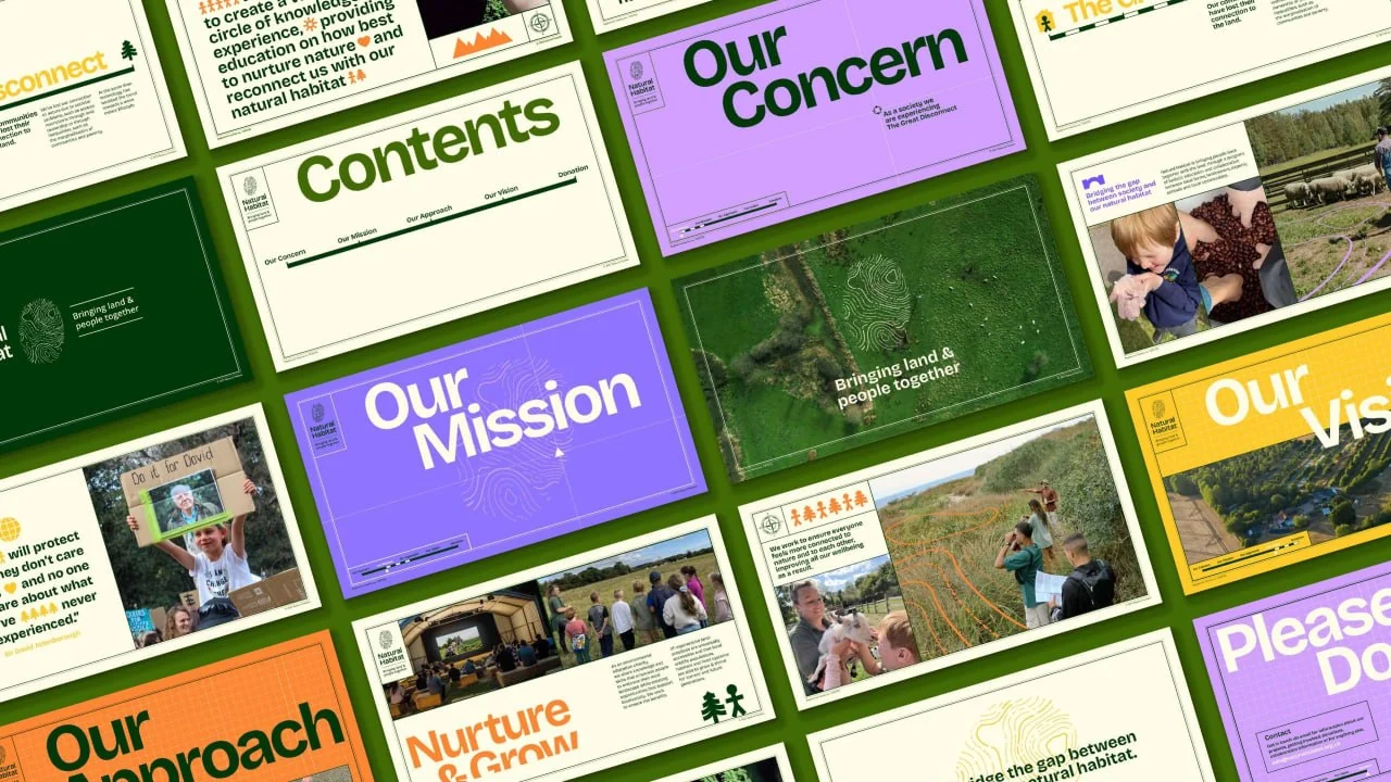 Natural Habitat visual system with typography, seasonal colours and graphics