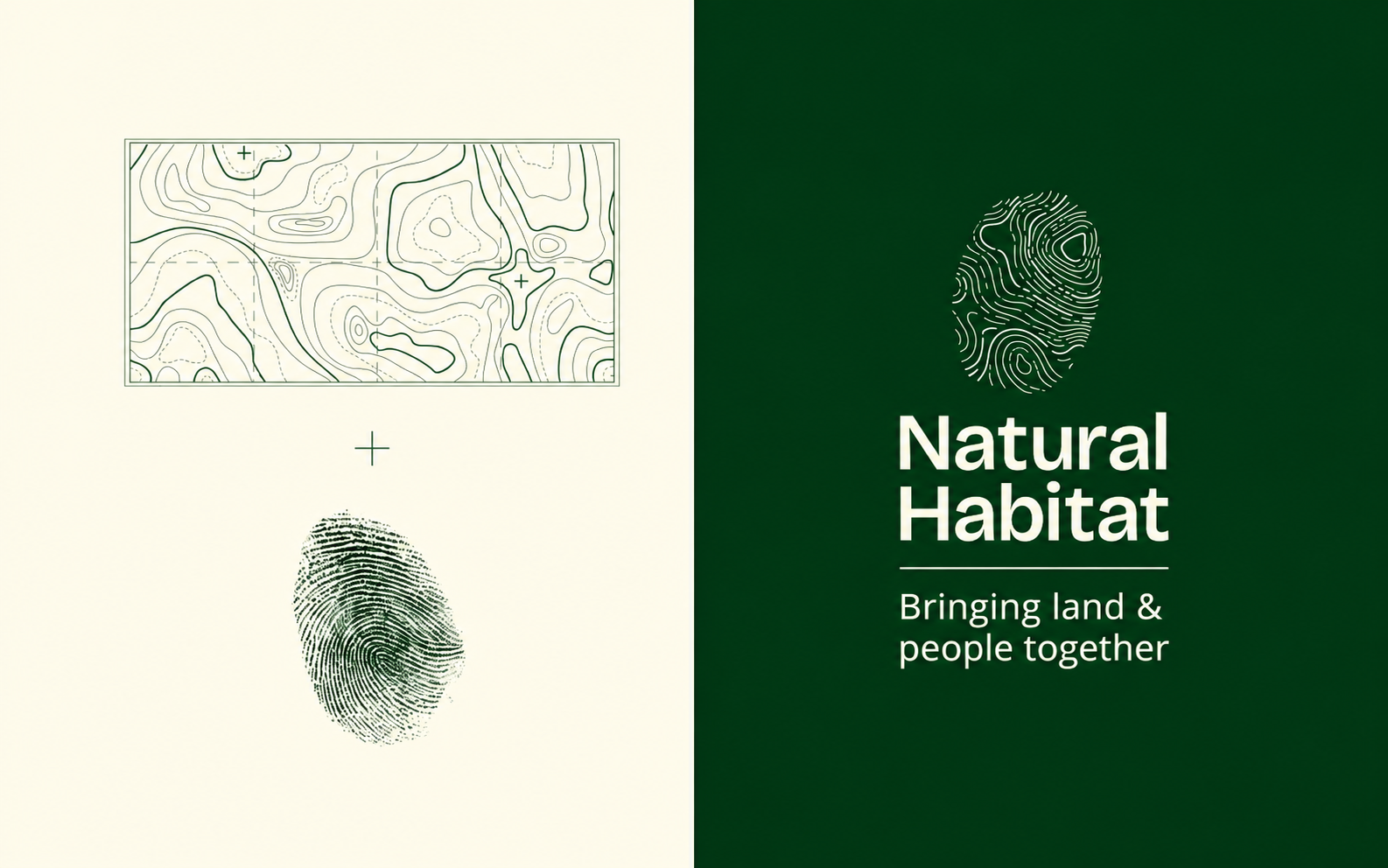 Natural Habitat fingerprint logo alongside a topographic map